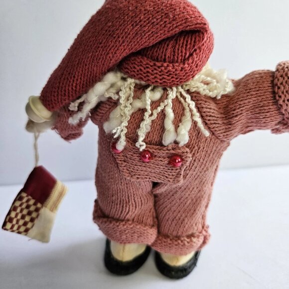 Vintage Cloth Cottagecore Santa Doll Ornament 6.5" Scandinavian Style Holiday - Picture 5 of 9